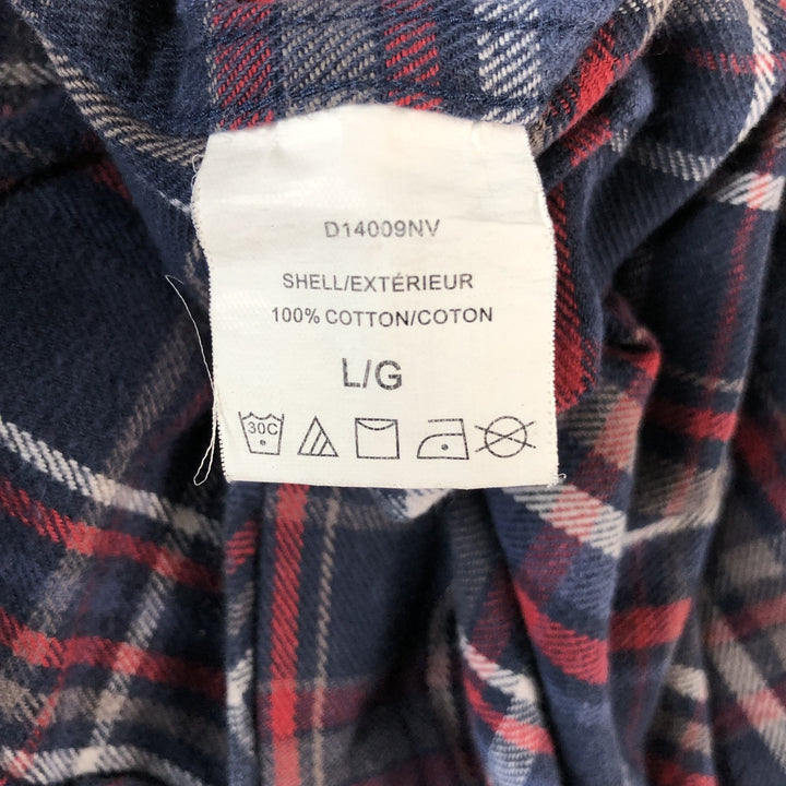 Dickies Long Sleeve Light Flannel Check Shirt, Men's Size L cotton navy blue type Vintage Second Hand