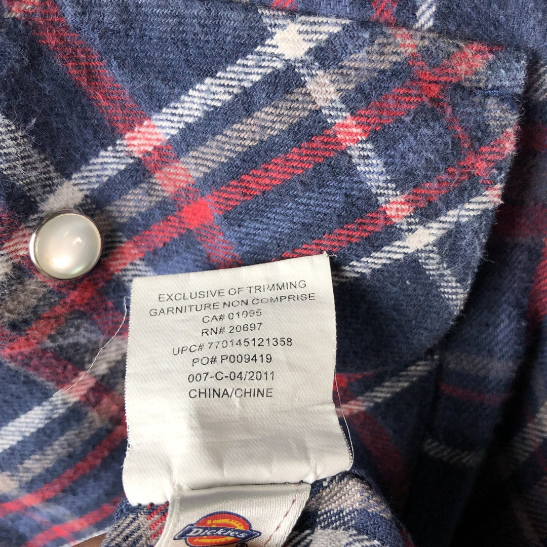 Dickies Long Sleeve Light Flannel Check Shirt, Men's Size L cotton navy blue type Vintage Second Hand