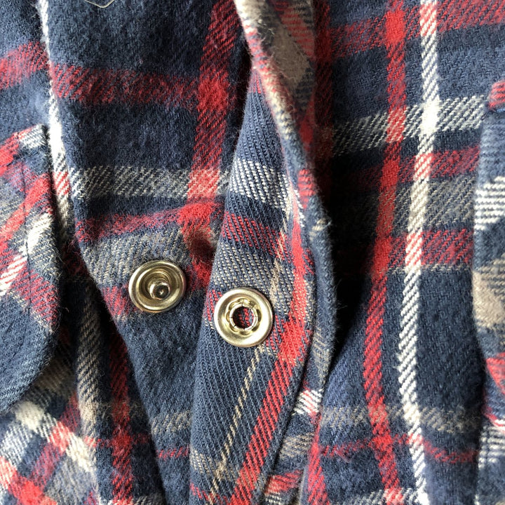 Dickies Long Sleeve Light Flannel Check Shirt, Men's Size L cotton navy blue type Vintage Second Hand