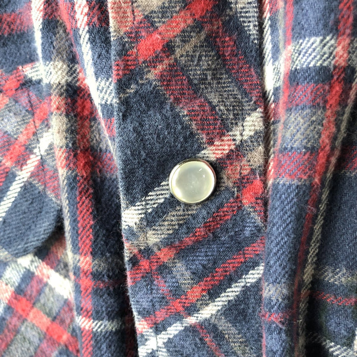 Dickies Long Sleeve Light Flannel Check Shirt, Men's Size L cotton navy blue type Vintage Second Hand