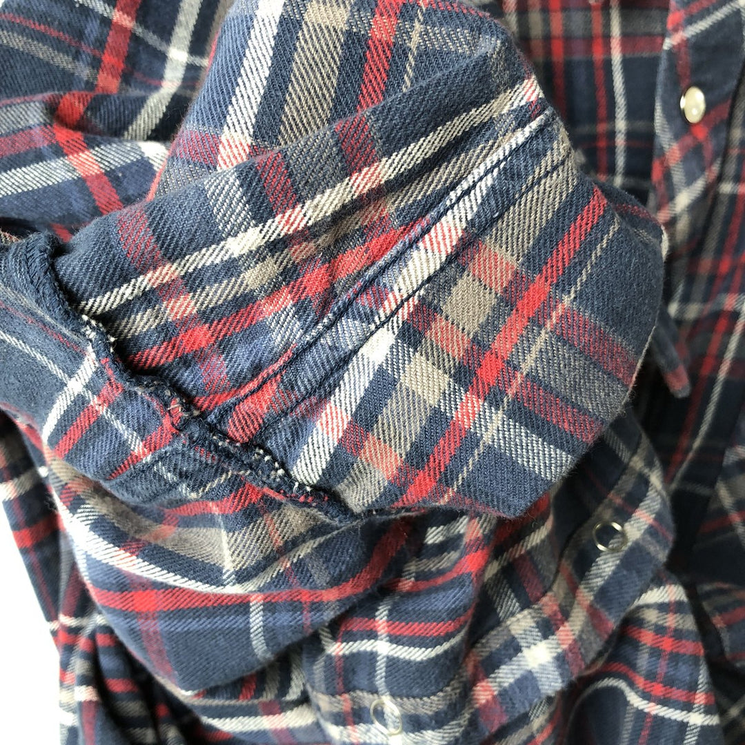 Dickies Long Sleeve Light Flannel Check Shirt, Men's Size L cotton navy blue type Vintage Second Hand