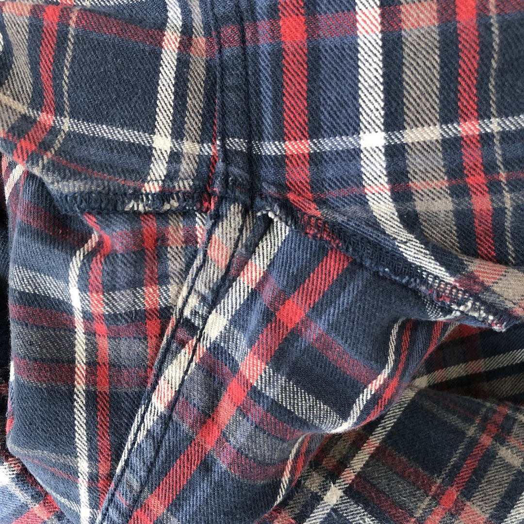 Dickies Long Sleeve Light Flannel Check Shirt, Men's Size L cotton navy blue type Vintage Second Hand