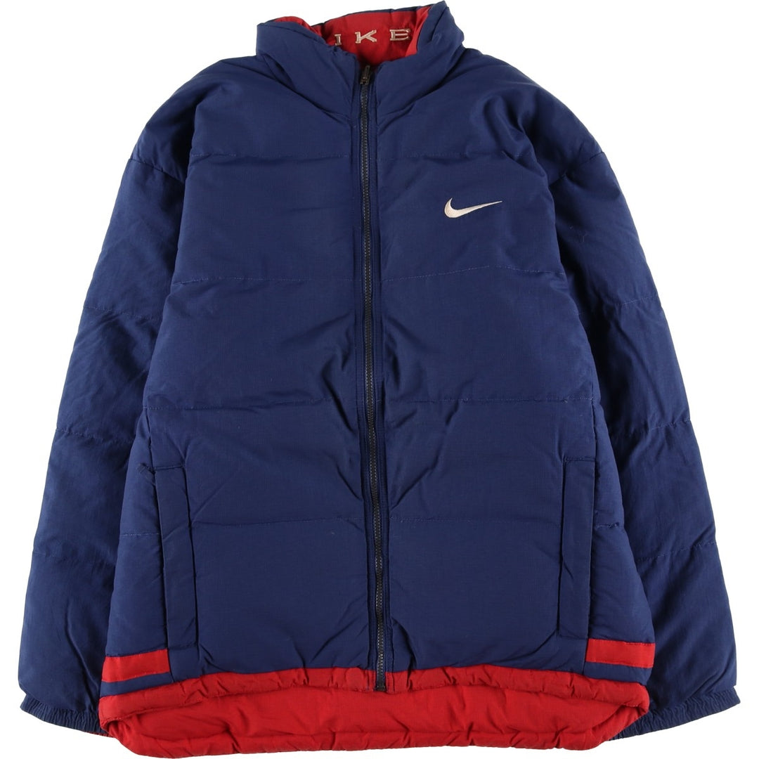 Vintage 90'S Nike Ripstop Reversible Down Jacket with Back Logo, Men's Size L Nylon navy blue type Vintage Second Hand
