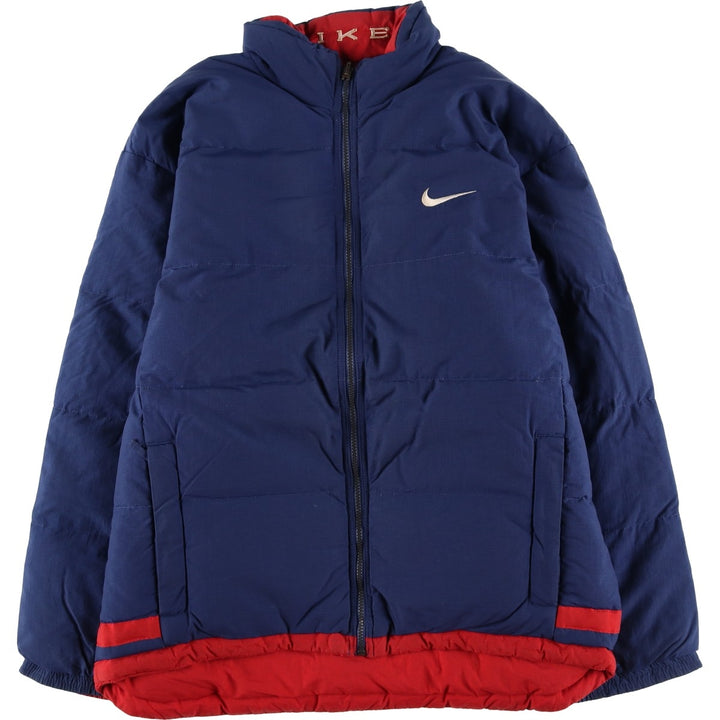 Vintage 90'S Nike Ripstop Reversible Down Jacket with Back Logo, Men's Size L Nylon navy blue type Vintage Second Hand