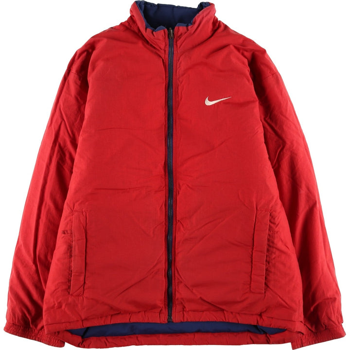 Vintage 90'S Nike Ripstop Reversible Down Jacket with Back Logo, Men's Size L Nylon navy blue type Vintage Second Hand