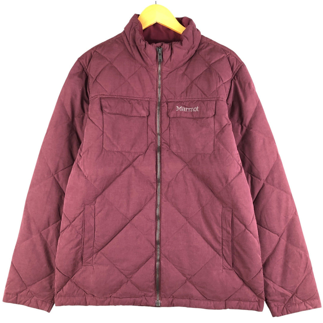 2000'S Marmot Quilted Down Jacket, Men's Size L polyester wine-red Vintage Second Hand