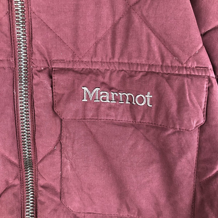 2000'S Marmot Quilted Down Jacket, Men's Size L polyester wine-red Vintage Second Hand