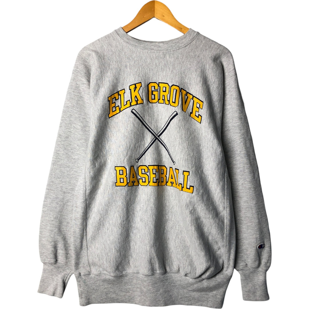 90'S Champion Reverse Weave Embroidered Tag Triple Print College Sweatshirt Trainer Made in USA Men's XXL cotton gray type Vintage Second Hand