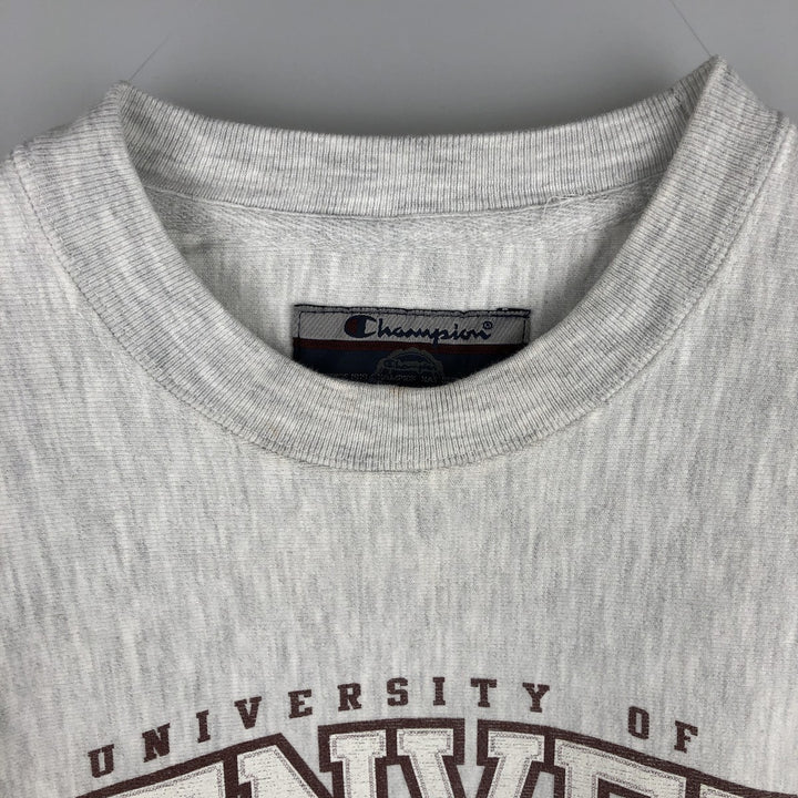 2000'S Champion Triple Print Original Reverse Weave College Sweatshirt, Men's Size Small cotton gray type Vintage Second Hand