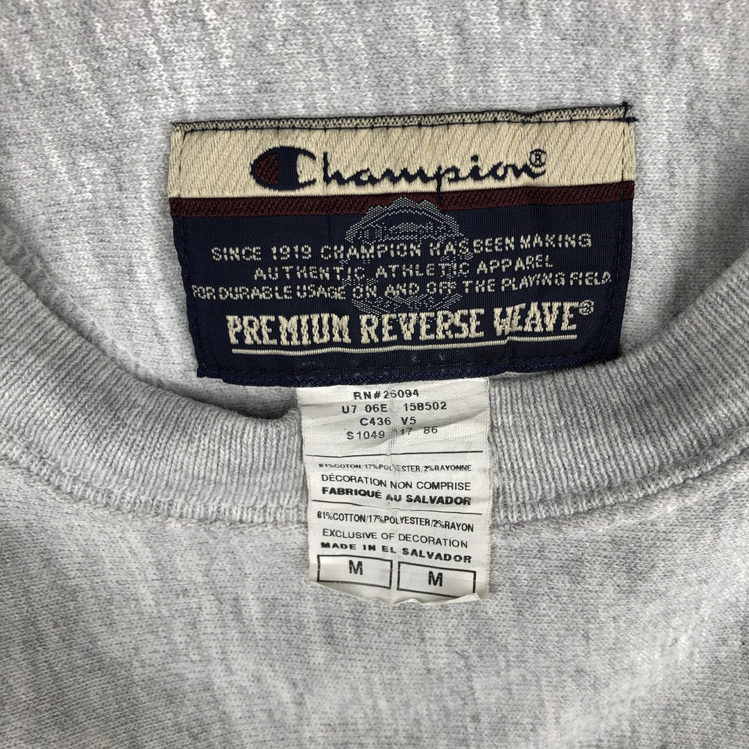 2000'S Champion back print sweatshirt with no eyes, size M, men's cotton gray type Vintage Second Hand