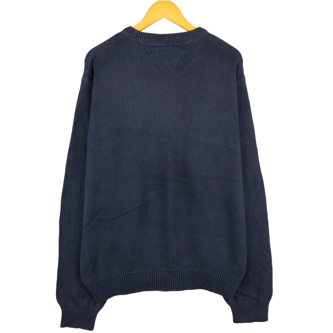 90s~ Tommy Hilfiger Cotton Knit Sweater Men's XL Vintage cotton navy blue type Vintage Second Hand