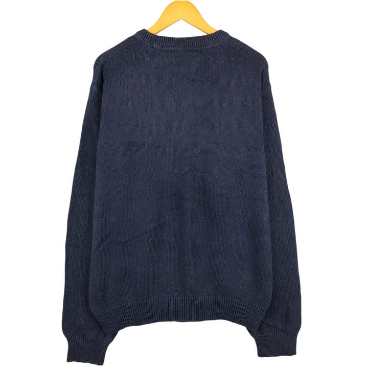 90s~ Tommy Hilfiger Cotton Knit Sweater Men's XL Vintage cotton navy blue type Vintage Second Hand