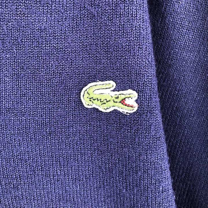 Vintage 1970'S Lacoste Izod V-neck knit sweater, size L, men's acrylic navy blue type Vintage Second Hand