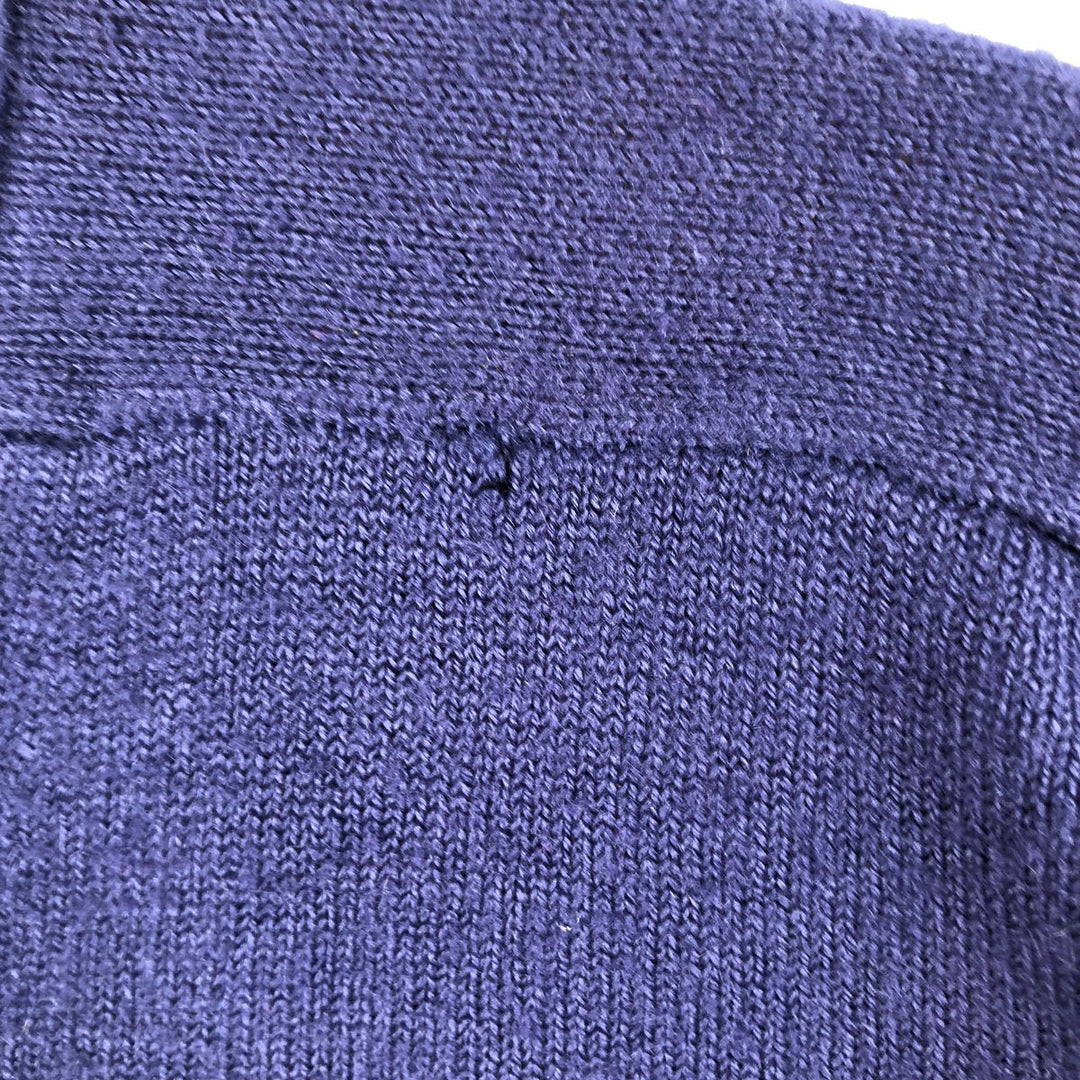 Vintage 1970'S Lacoste Izod V-neck knit sweater, size L, men's acrylic navy blue type Vintage Second Hand