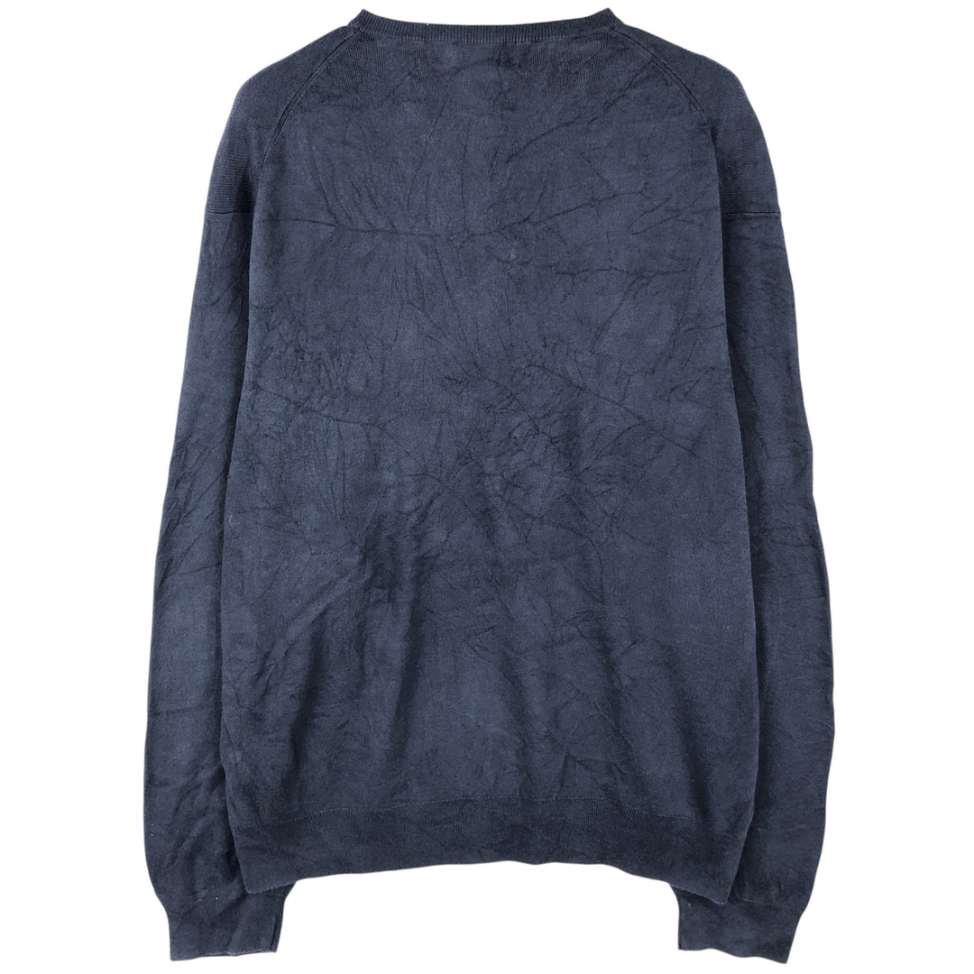 Ralph Lauren POLO RALPH LAUREN V-neck Pima cotton knit sweater, men's size XL Pima Cotton navy blue type Vintage Second Hand