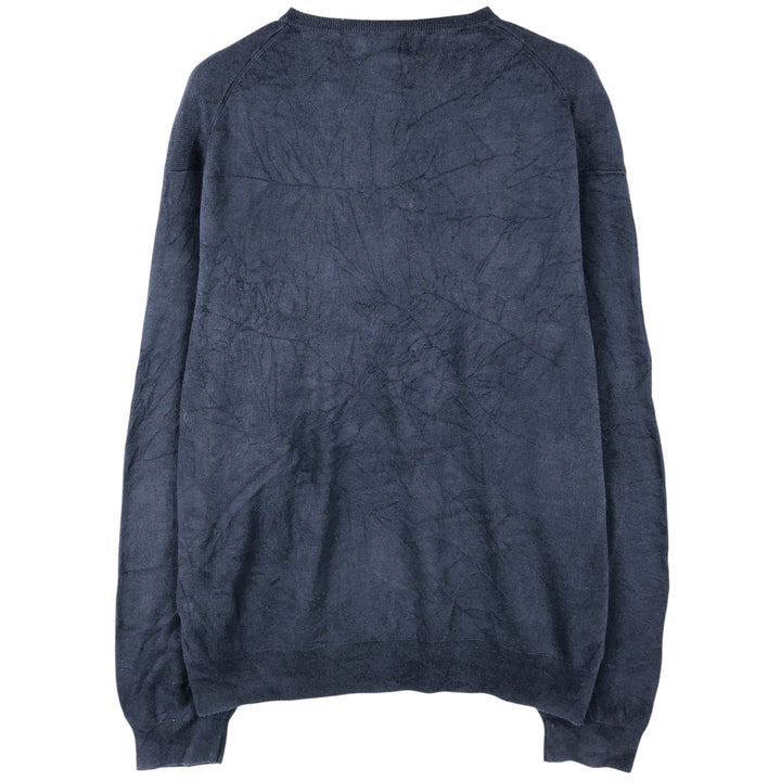 Ralph Lauren POLO RALPH LAUREN V-neck Pima cotton knit sweater, men's size XL Pima Cotton navy blue type Vintage Second Hand
