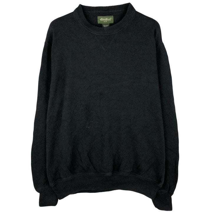 2000'S Eddie Bauer cotton knit sweater, men's size M cotton navy blue type Vintage Second Hand