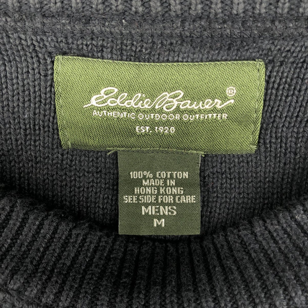 2000'S Eddie Bauer cotton knit sweater, men's size M cotton navy blue type Vintage Second Hand
