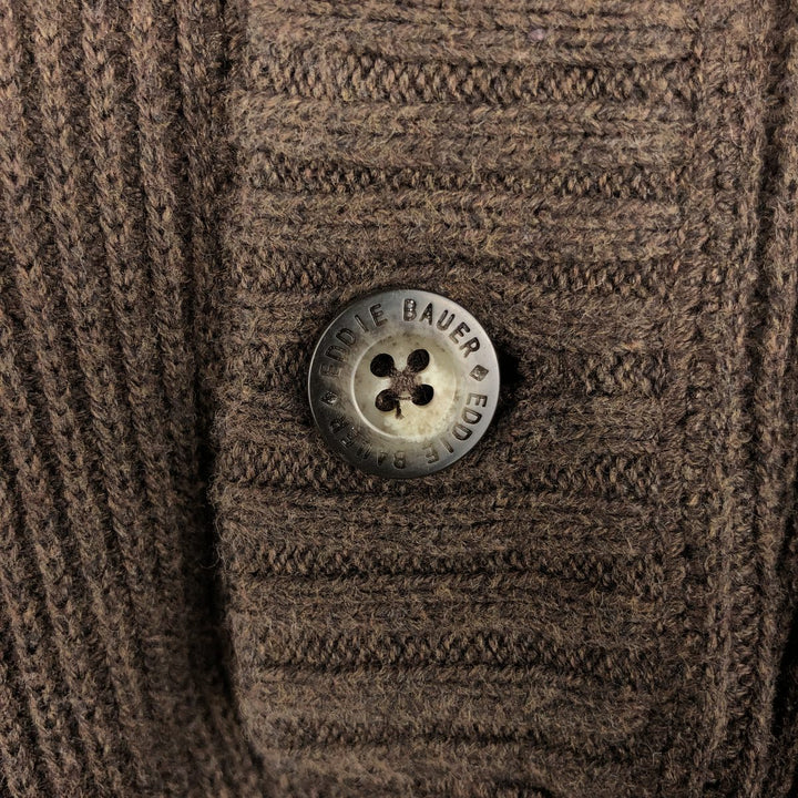 Eddie Bauer Ribbed Henley Cotton Knit Sweater, Men's XXL cotton brown type Vintage Second Hand