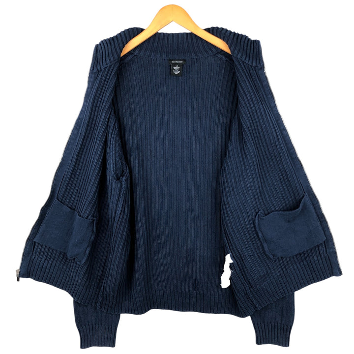 Calvin Klein Jeans Ribbed Driver's Knit Sweater, Men's Size L unclear navy blue type Vintage Second Hand