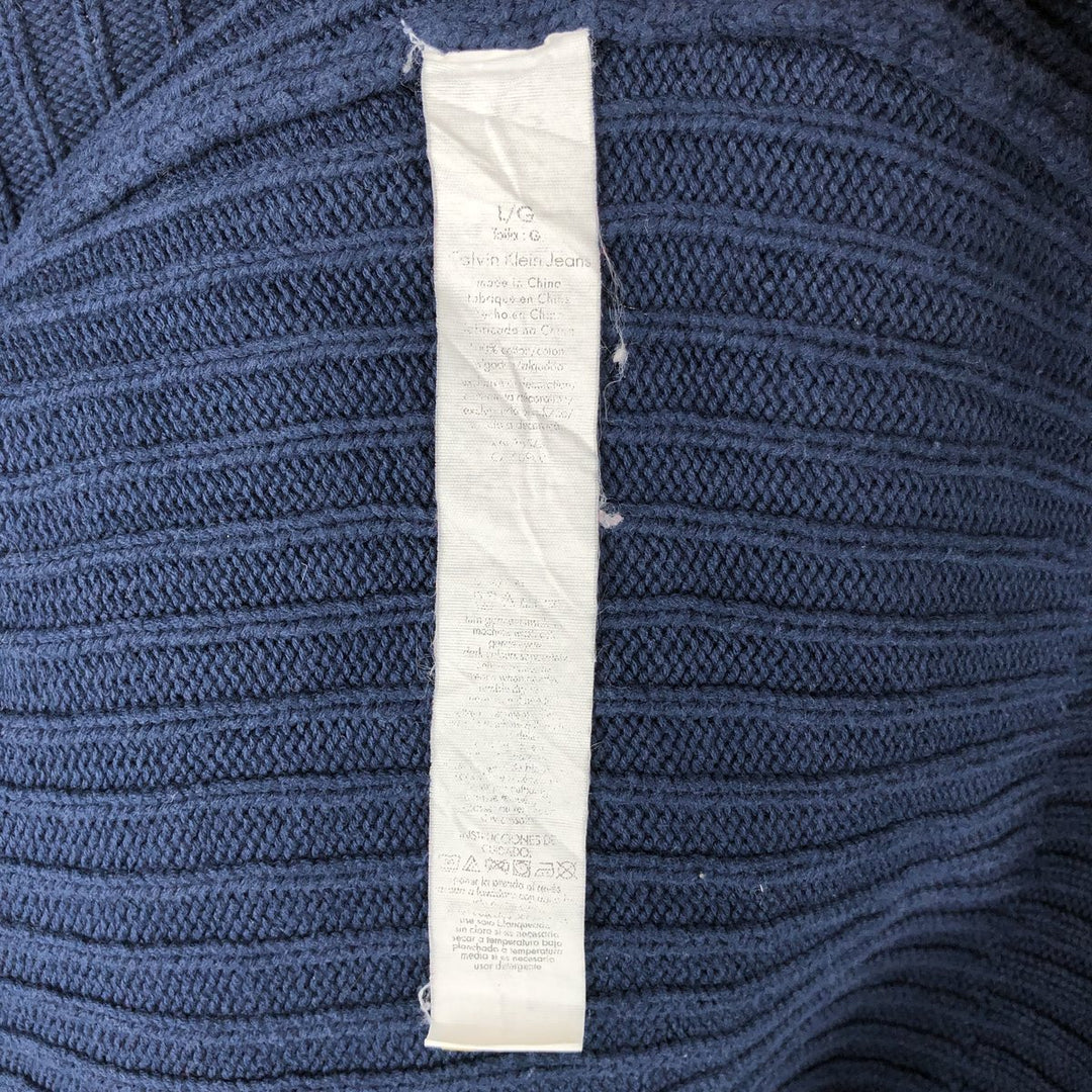 Calvin Klein Jeans Ribbed Driver's Knit Sweater, Men's Size L unclear navy blue type Vintage Second Hand