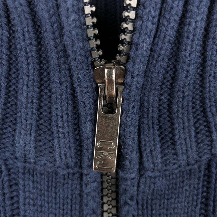 Calvin Klein Jeans Ribbed Driver's Knit Sweater, Men's Size L unclear navy blue type Vintage Second Hand
