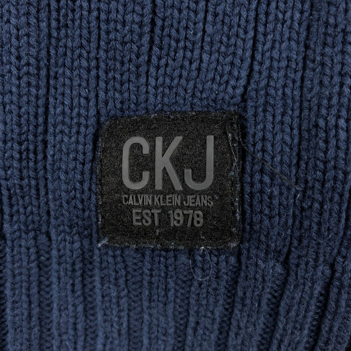 Calvin Klein Jeans Ribbed Driver's Knit Sweater, Men's Size L unclear navy blue type Vintage Second Hand