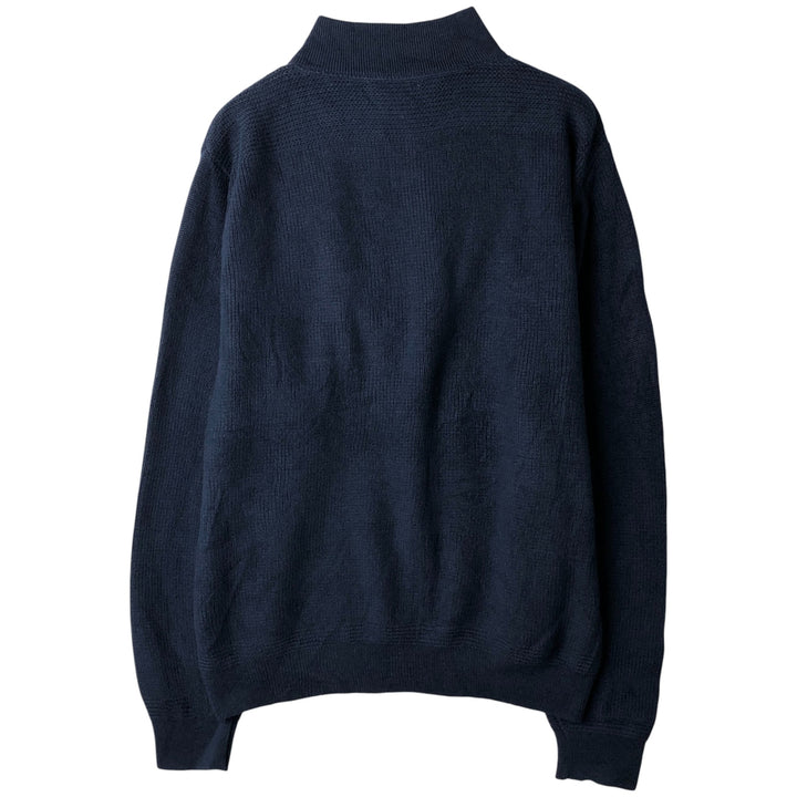 Vintage 90'S Lands' End cotton knit half-button sweater, made in the USA, size M, men's. cotton navy blue type Vintage Second Hand