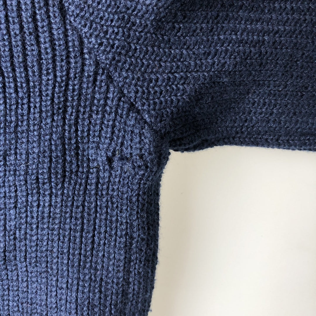 Vintage 90'S Lands' End cotton knit half-button sweater, made in the USA, size M, men's. cotton navy blue type Vintage Second Hand