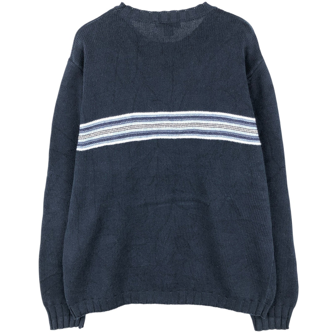 NAUTICA Cotton Knit Sweater, Men's Size L cotton navy blue type Vintage Second Hand
