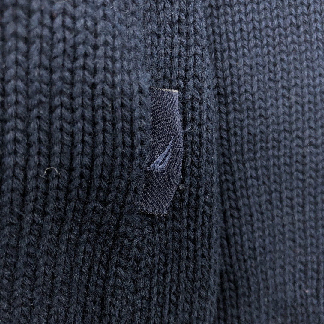 NAUTICA Cotton Knit Sweater, Men's Size L cotton navy blue type Vintage Second Hand