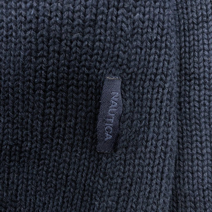 NAUTICA Cotton Knit Sweater, Men's Size L cotton navy blue type Vintage Second Hand