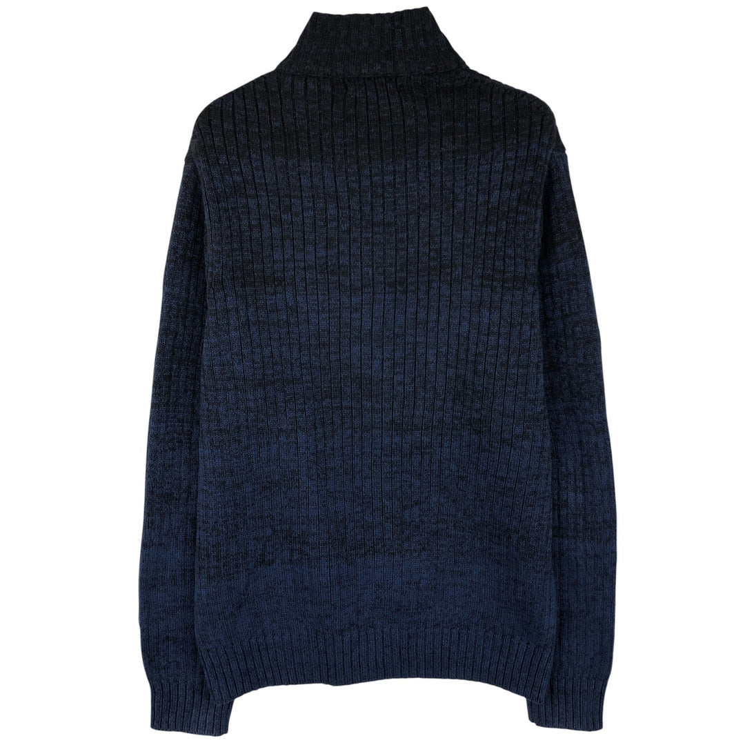 Calvin Klein Jeans Ribbed Driver's Knit Sweater, Men's Size Medium cotton navy blue type Vintage Second Hand