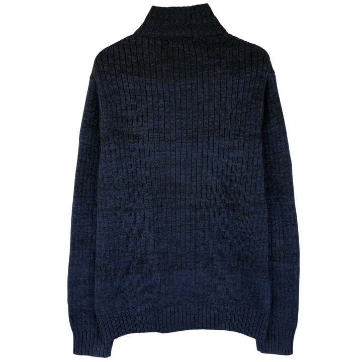 Calvin Klein Jeans Ribbed Driver's Knit Sweater, Men's Size Medium cotton navy blue type Vintage Second Hand