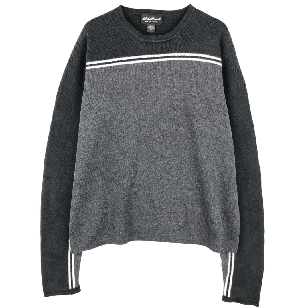 2000'S Eddie Bauer cotton knit sweater, men's size L cotton black type Vintage Second Hand