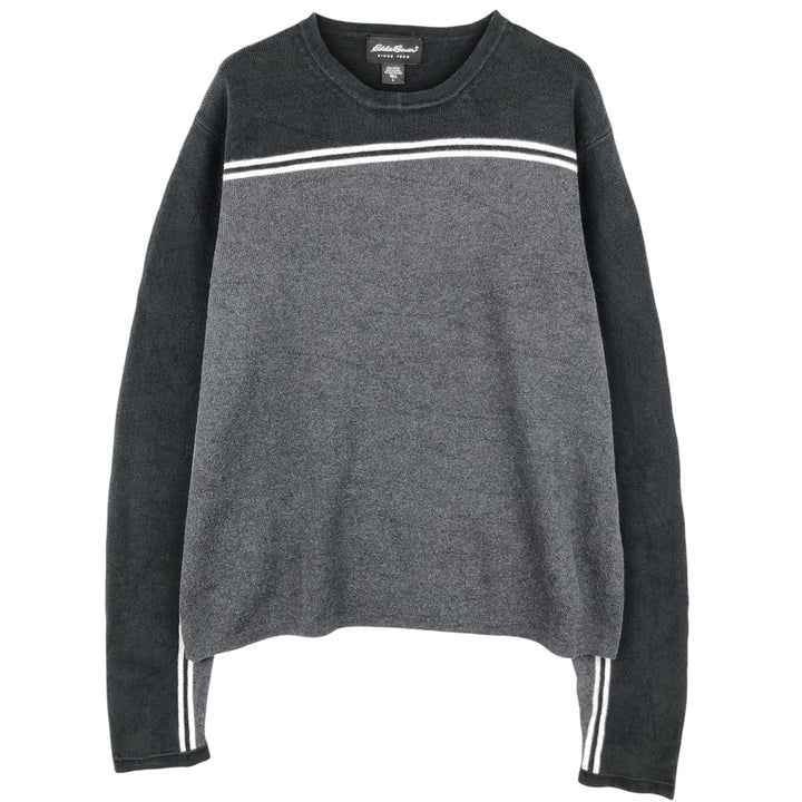 2000'S Eddie Bauer cotton knit sweater, men's size L cotton black type Vintage Second Hand