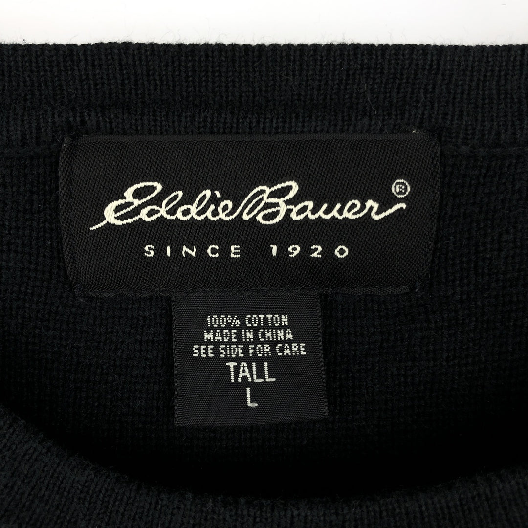 2000'S Eddie Bauer cotton knit sweater, men's size L cotton black type Vintage Second Hand