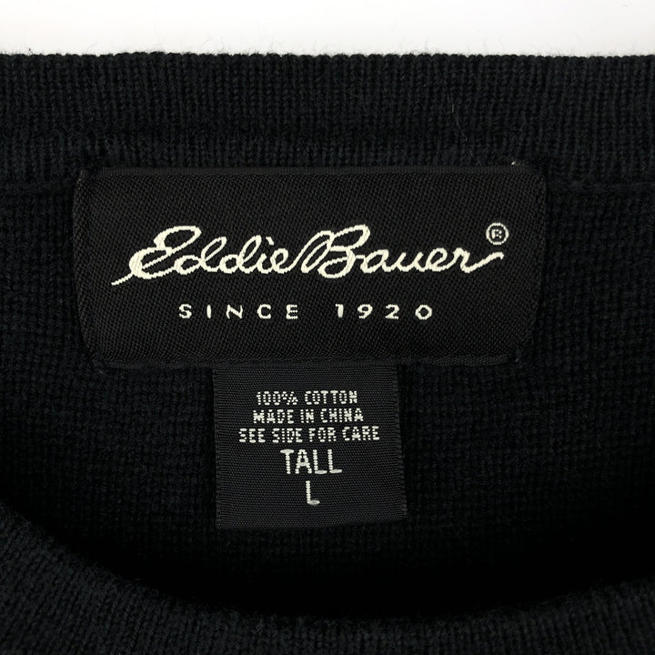 2000'S Eddie Bauer cotton knit sweater, men's size L cotton black type Vintage Second Hand