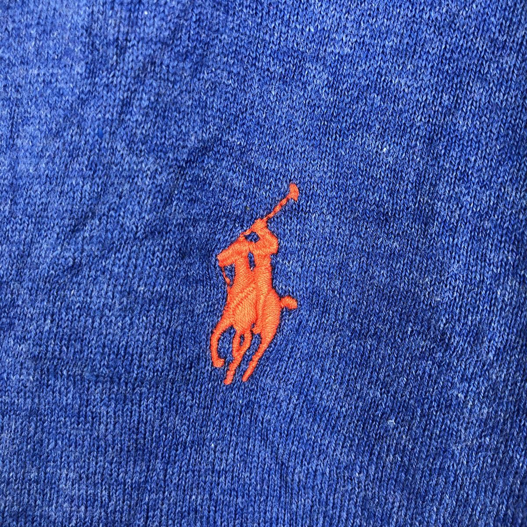Ralph Lauren POLO RALPH LAUREN PIMA COTTON V-neck cotton knit sweater, men's size XL cotton blue type Vintage Second Hand