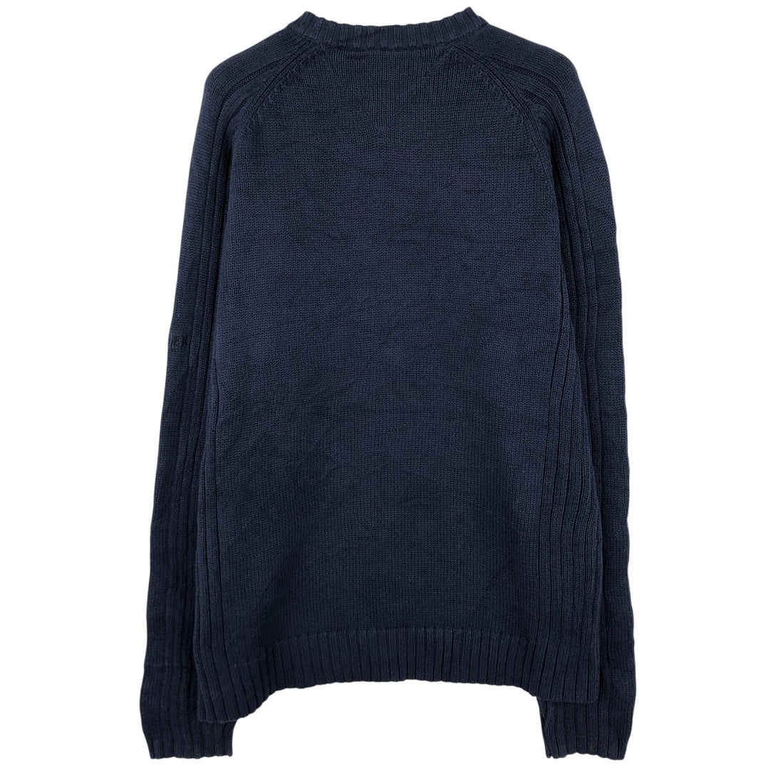 Vintage 90'S Tommy Hilfiger cotton knit sweater, size M, men's cotton navy blue type Vintage Second Hand