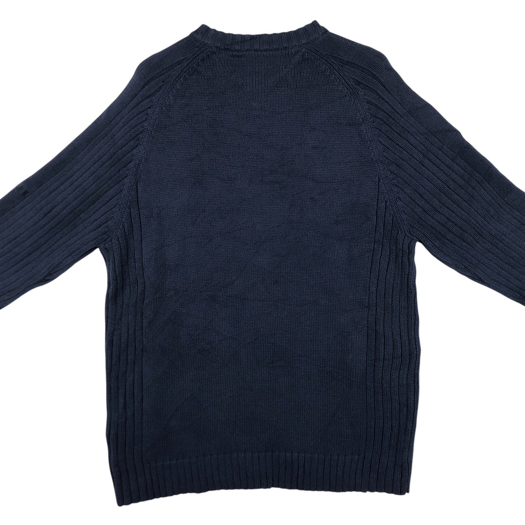 Vintage 90'S Tommy Hilfiger cotton knit sweater, size M, men's cotton navy blue type Vintage Second Hand