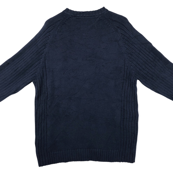 Vintage 90'S Tommy Hilfiger cotton knit sweater, size M, men's cotton navy blue type Vintage Second Hand