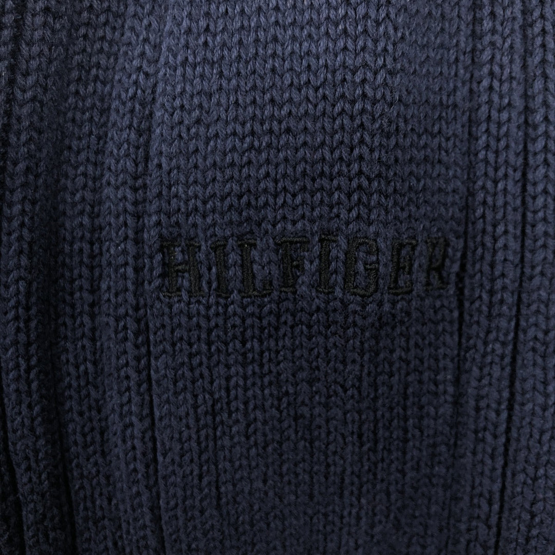 Vintage 90'S Tommy Hilfiger cotton knit sweater, size M, men's cotton navy blue type Vintage Second Hand