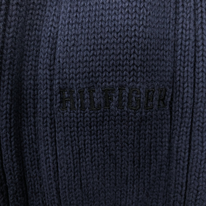 Vintage 90'S Tommy Hilfiger cotton knit sweater, size M, men's cotton navy blue type Vintage Second Hand