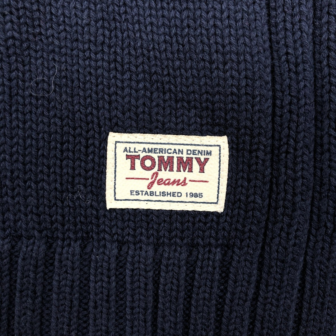 Vintage 90'S Tommy Hilfiger cotton knit sweater, size M, men's cotton navy blue type Vintage Second Hand