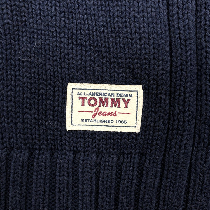 Vintage 90'S Tommy Hilfiger cotton knit sweater, size M, men's cotton navy blue type Vintage Second Hand