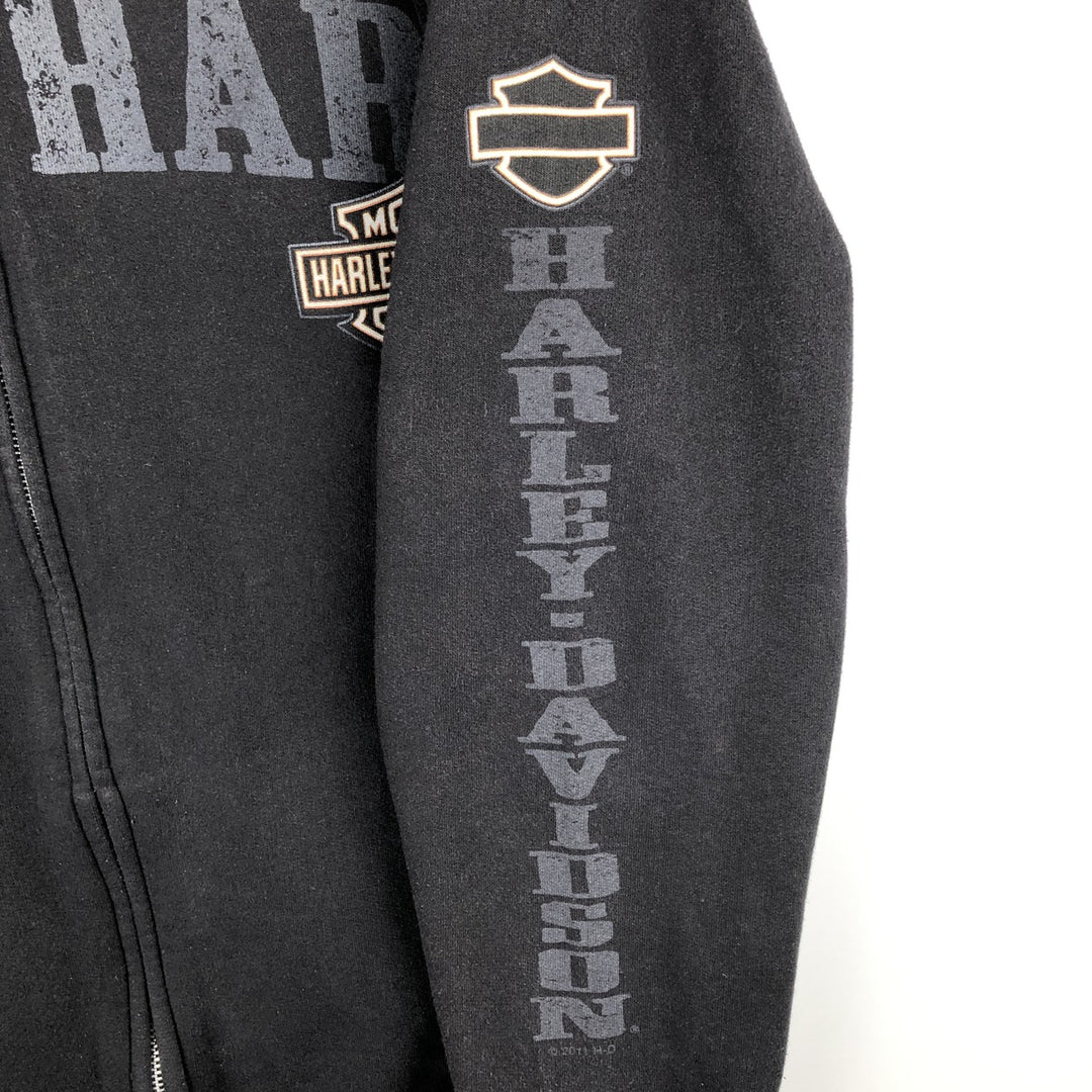 Harley-Davidson full-zip sweatshirt, men's size M cotton black type Vintage Second Hand