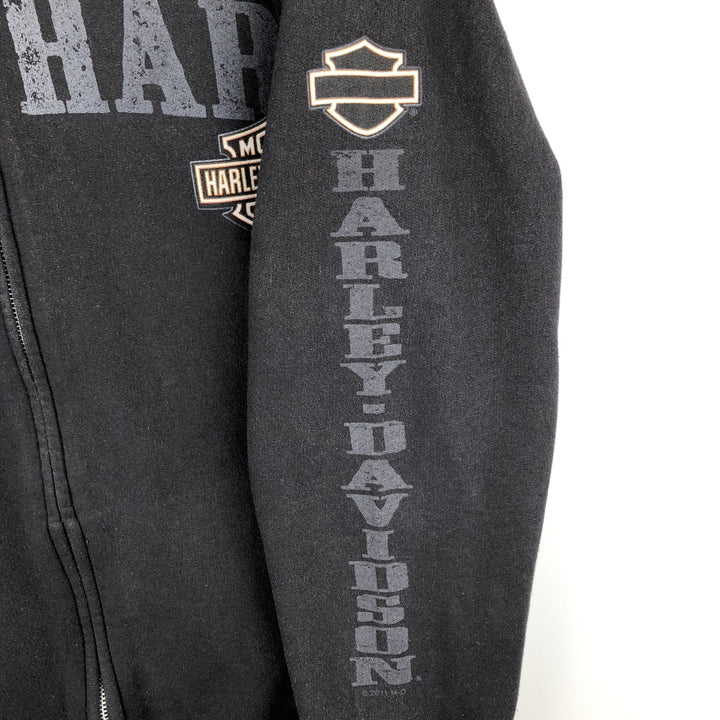 Harley-Davidson full-zip sweatshirt, men's size M cotton black type Vintage Second Hand