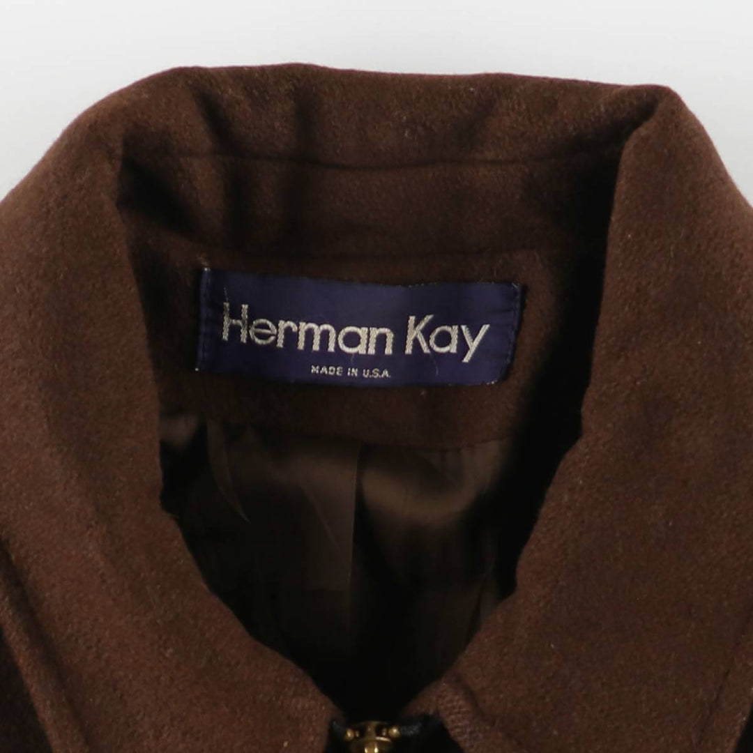 Herman Kay Wool Sports Jacket, Made in USA, Men's Size L, Vintage wool brown type Vintage Second Hand