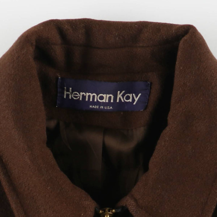 Herman Kay Wool Sports Jacket, Made in USA, Men's Size L, Vintage wool brown type Vintage Second Hand